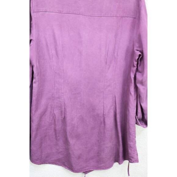 Soft Surroundings Purple Long Roll Tabbed Wrap Top-Size Medium - Picture 10 of 11